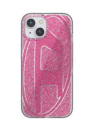 DIESEL iPhone15ケース Oval D Glitter ピンク