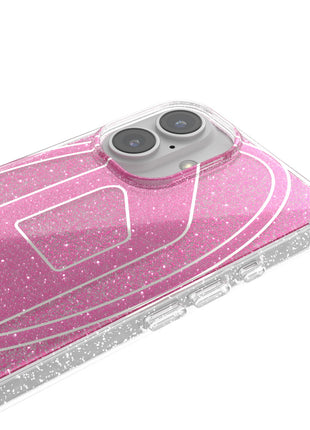 iPhone 16ケース Oval D Glitter ピンク