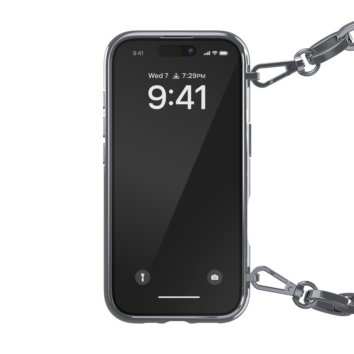 iPhone 16 Proケース Oval D GLOSSY CHAIN シルバー