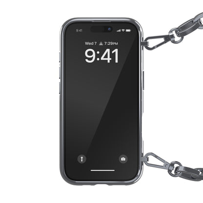 iPhone 16 Proケース Oval D GLOSSY CHAIN シルバー