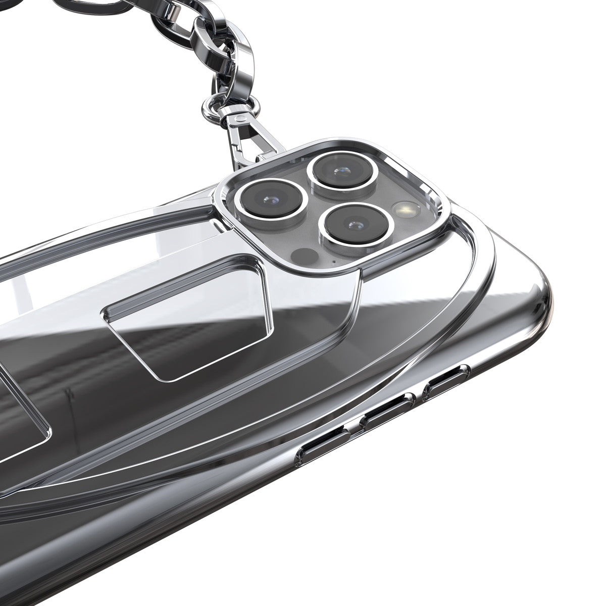 iPhone 16 Proケース Oval D GLOSSY CHAIN シルバー