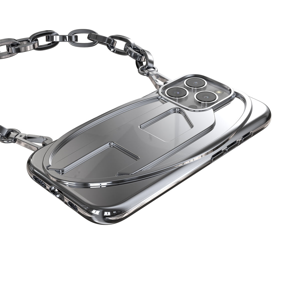 iPhone 16 Proケース Oval D GLOSSY CHAIN シルバー