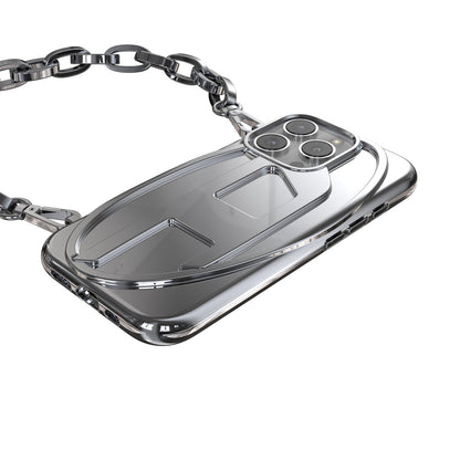iPhone 16 Proケース Oval D GLOSSY CHAIN シルバー