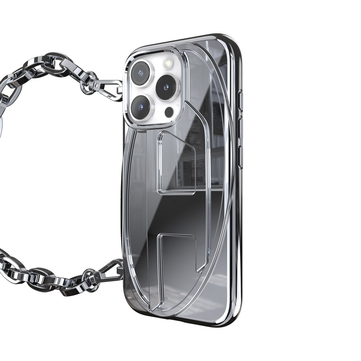 iPhone 16 Proケース Oval D GLOSSY CHAIN シルバー