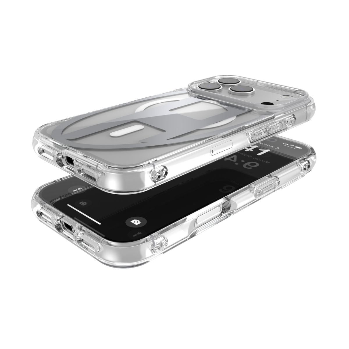 iPhone 17 Proケース Oval D Metallic Magsafe クリア/シルバー
