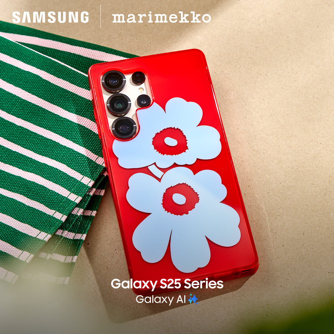 Galaxy S25ケース Marimekko Unikko 3D Dual Layer Case レッド/ブルー