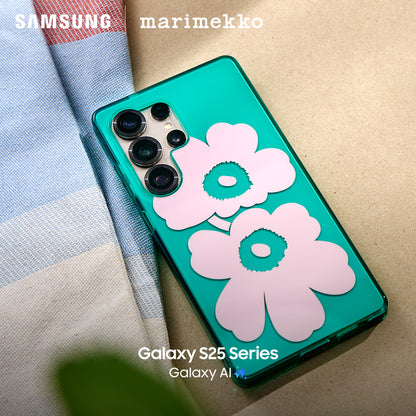 Galaxy S25ケース Marimekko Unikko 3D Dual Layer Case グリーン/ピンク