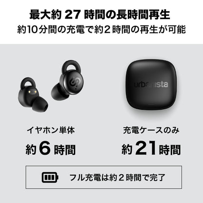ワイヤレスイヤホン 寝ホン 小型 PORTO True Wireless Earbuds ミッドナイトブラック